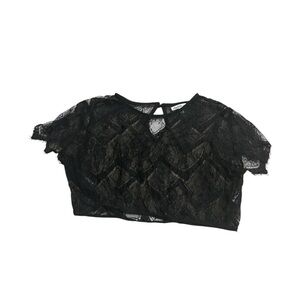 Charlotte Russe Sheer Lace Black Size Medium Short Sleeve Crop Top